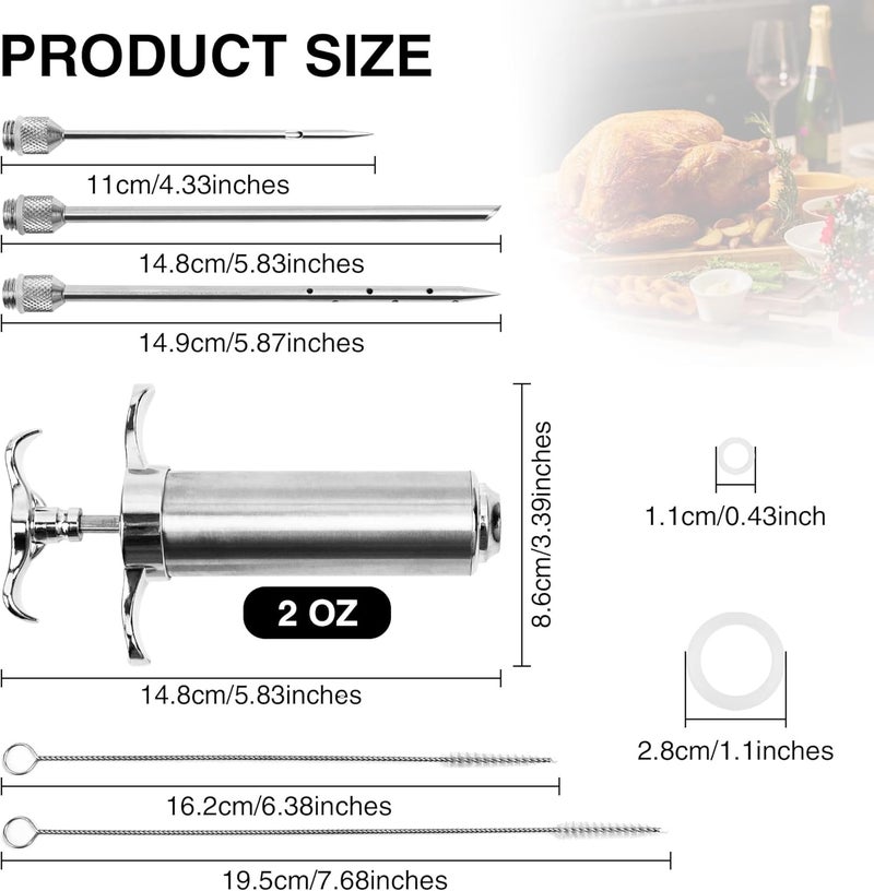 Dormercy Meat Injector Syringe Kit, Flavor Injector with 3 Marinade Needles, Stainless Steel Kitchen Food Injection Syringe for Turkey Cooking - Image 2